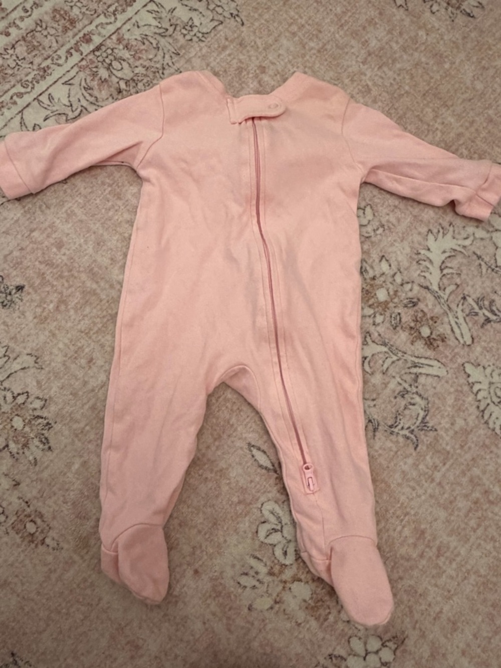 Baby Pink Footed One-Piece Zipper Sleeper - Unbranded